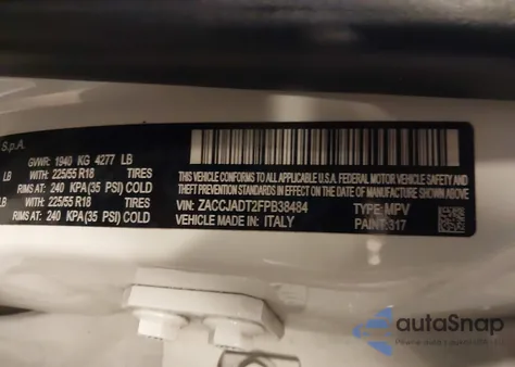 2015 Jeep Renegade Limited из США, поврежденный, VIN ZACCJADT2FPB38484